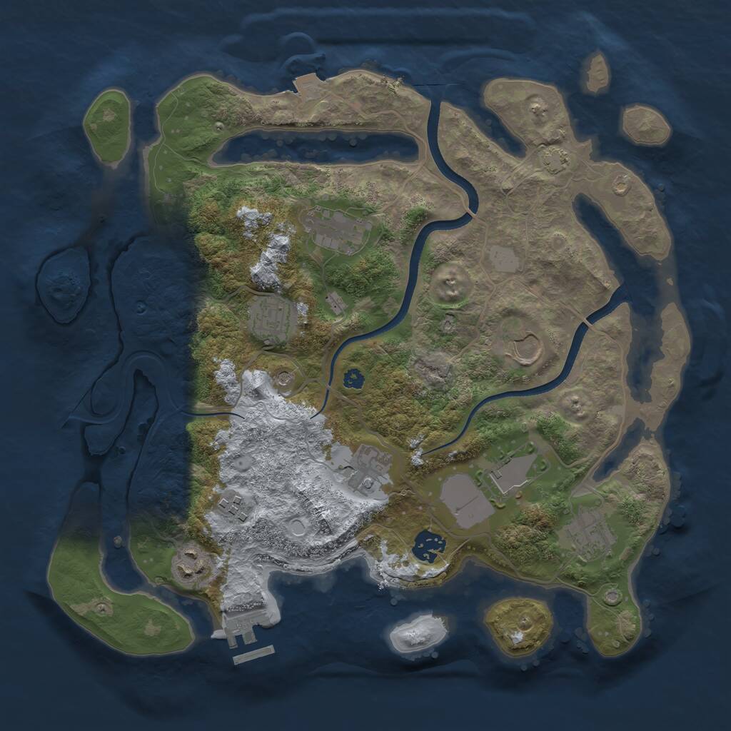 Rust Map: Procedural Map, Size: 3500, Seed: 909949537, 13 Monuments