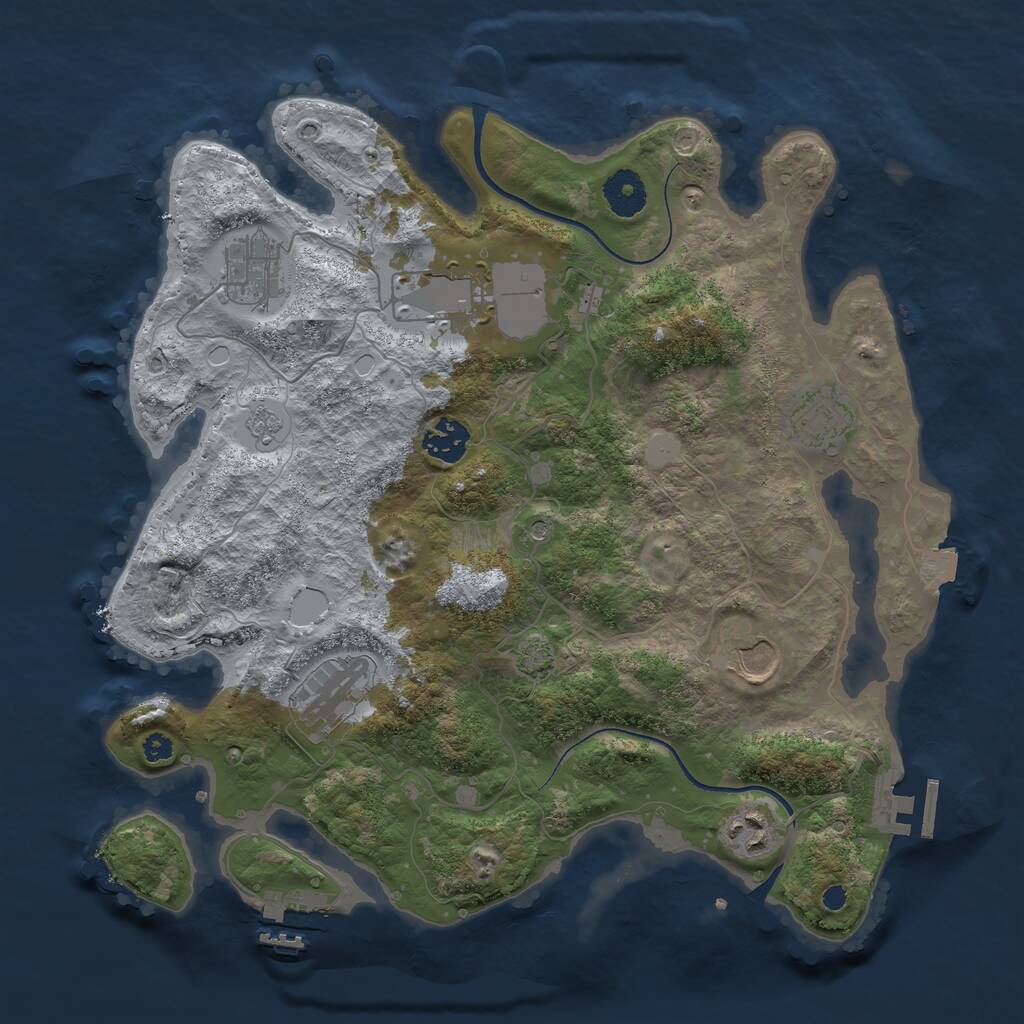 Rust Map: Procedural Map, Size: 3500, Seed: 600000, 13 Monuments