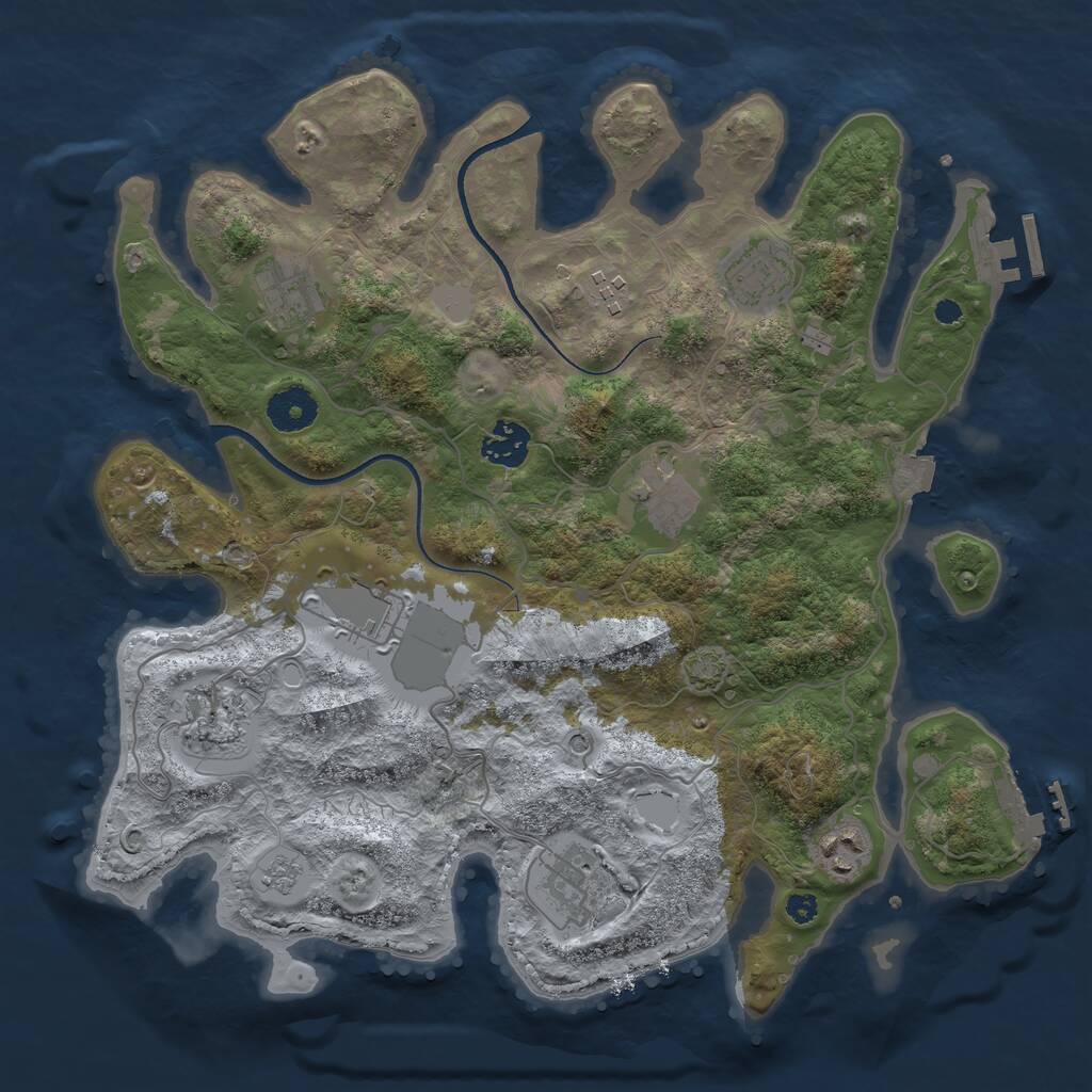 Rust Map: Procedural Map, Size: 3500, Seed: 487053734, 15 Monuments