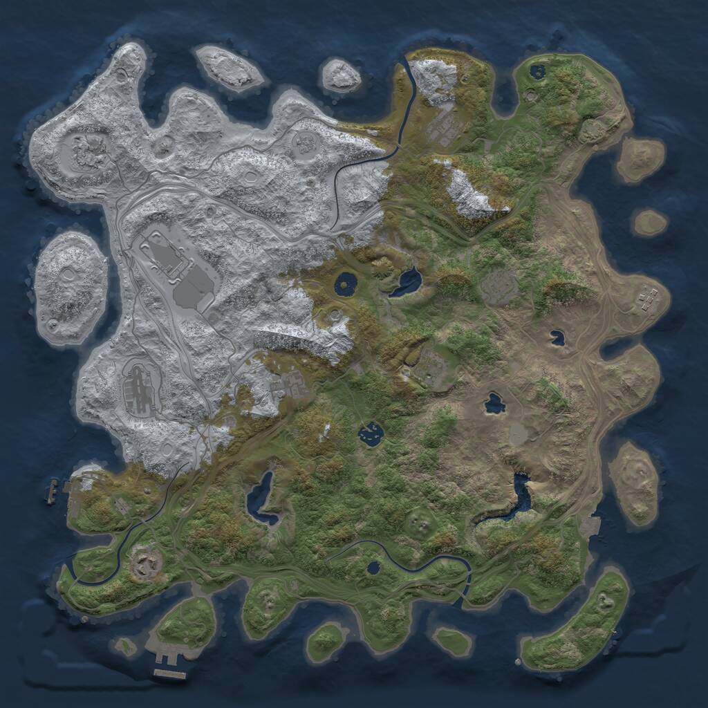 Rust Map: Procedural Map, Size: 4500, Seed: 315321, 16 Monuments