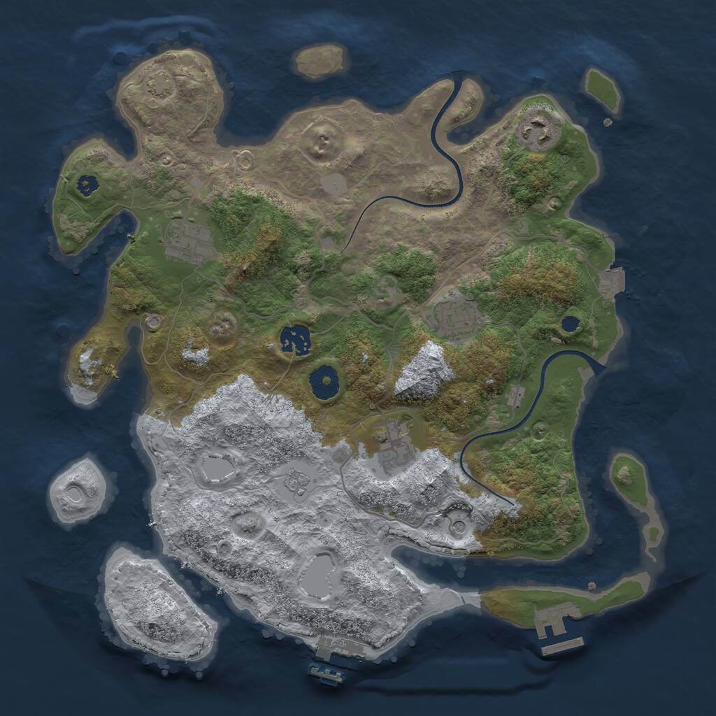 Rust Map: Procedural Map, Size: 3400, Seed: 1999, 11 Monuments