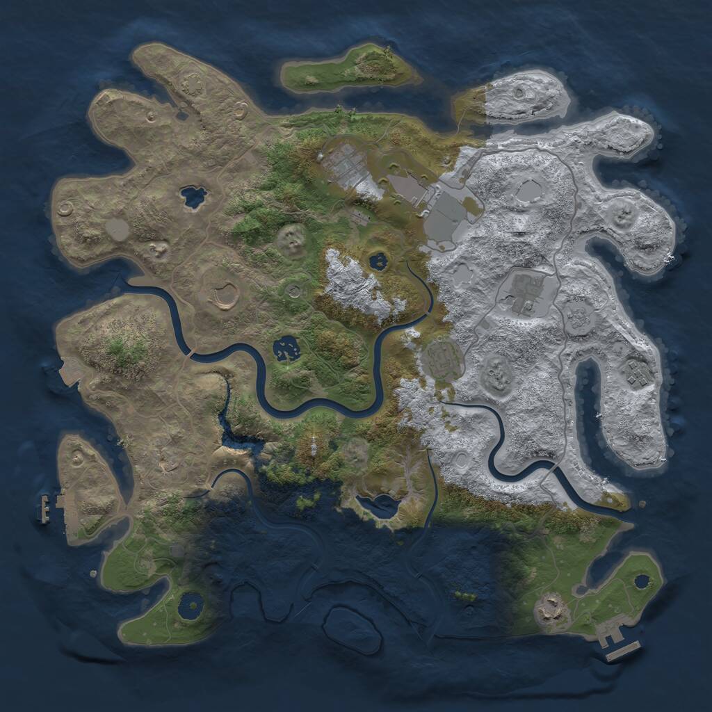 Rust Map: Procedural Map, Size: 4000, Seed: 324234192, 14 Monuments