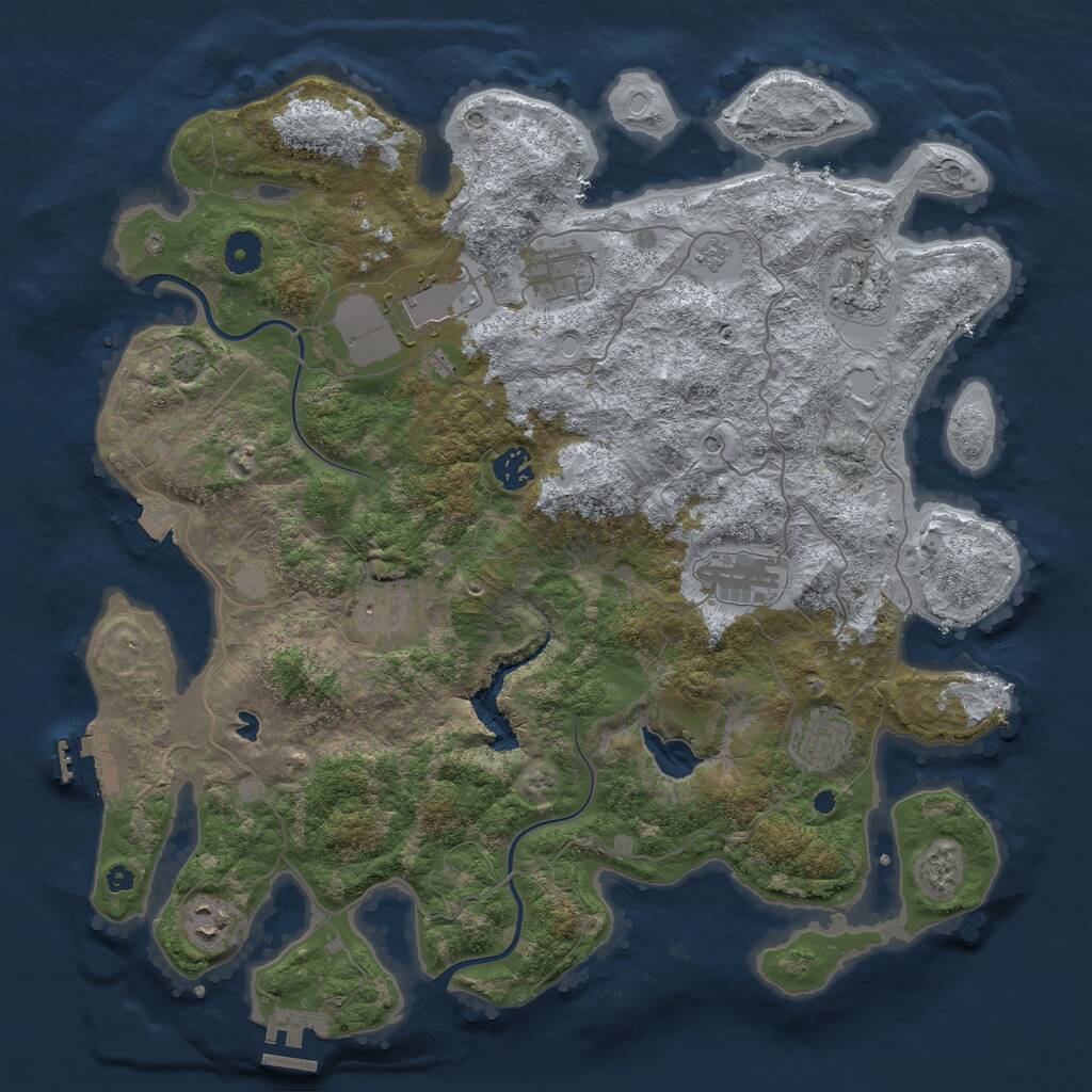 Rust Map: Procedural Map, Size: 4000, Seed: 251612397, 14 Monuments