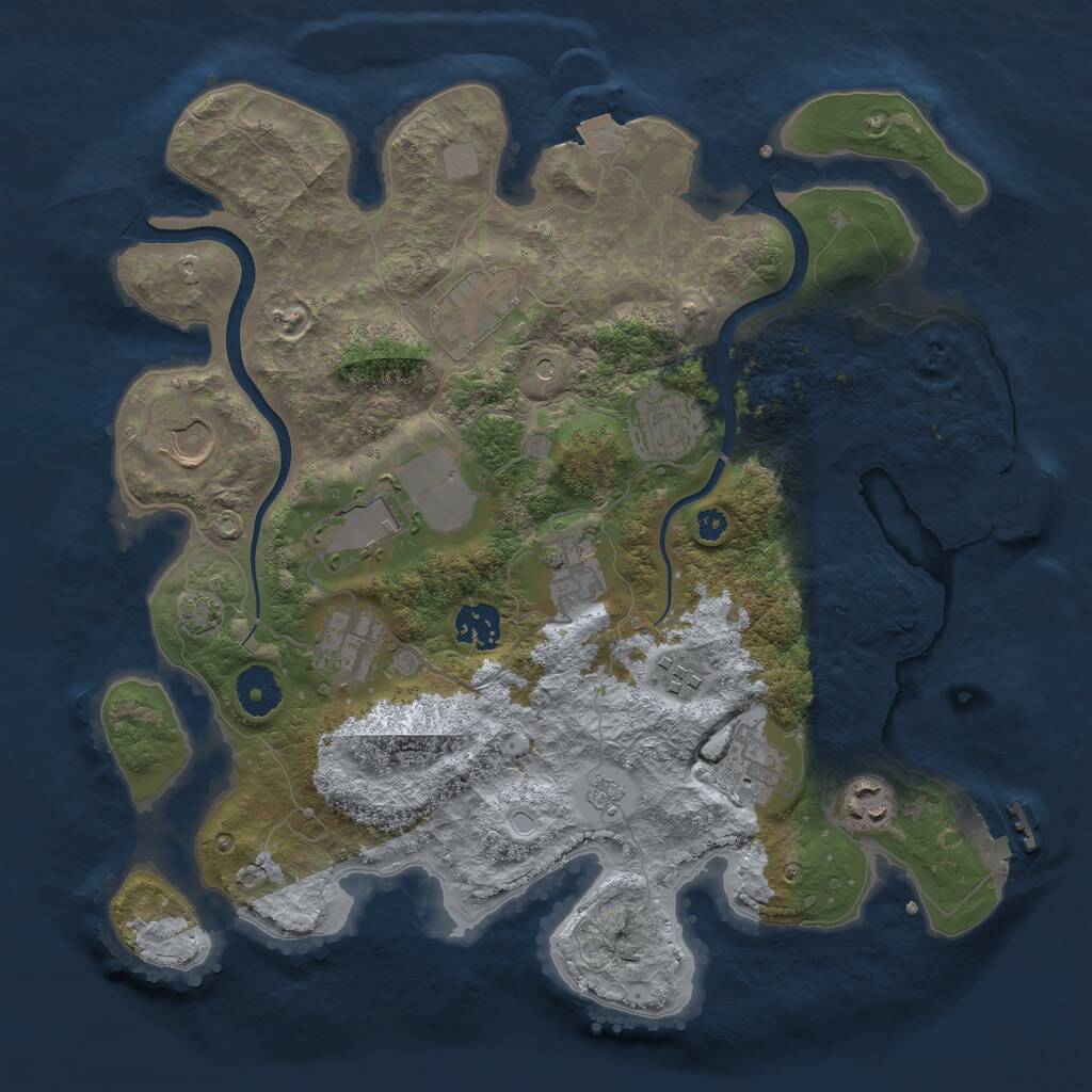 Rust Map: Procedural Map, Size: 3500, Seed: 386854988, 16 Monuments