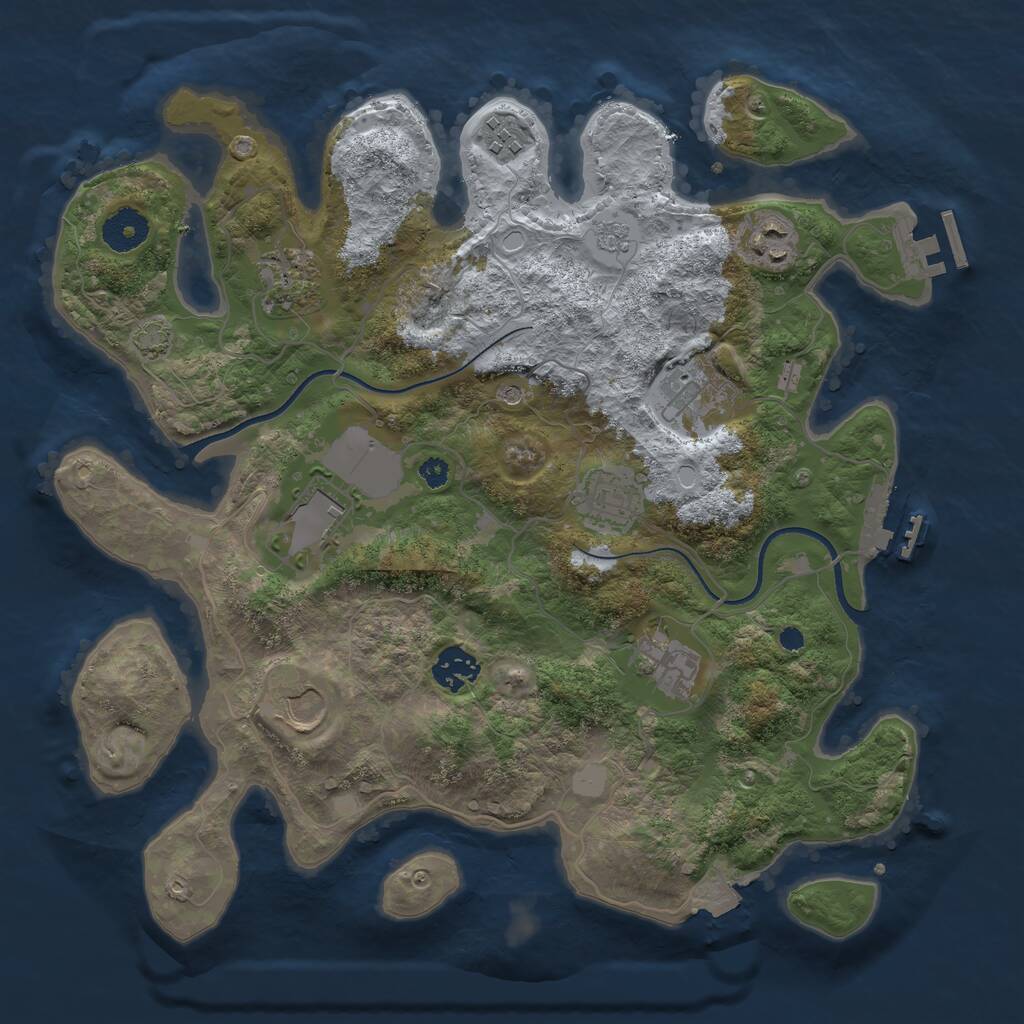 Rust Map: Procedural Map, Size: 3500, Seed: 1456789, 15 Monuments