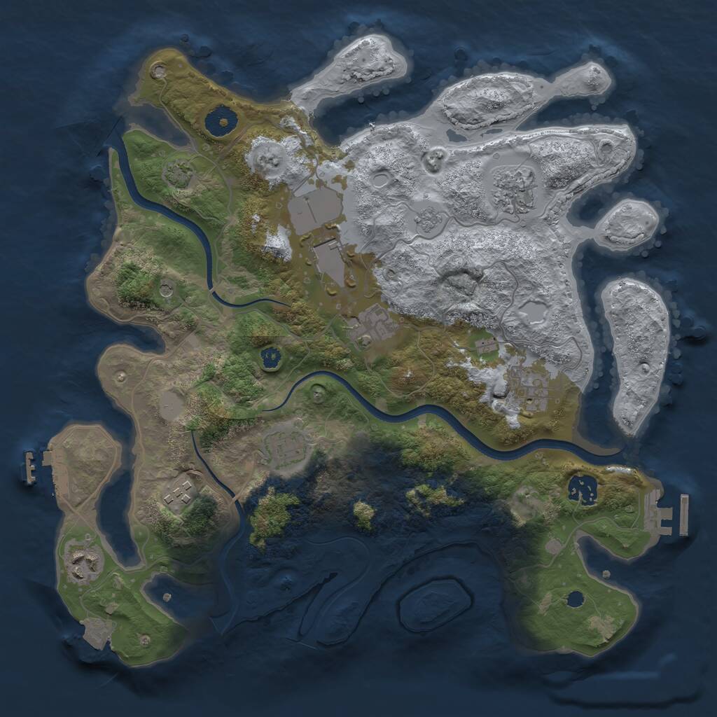 Rust Map: Procedural Map, Size: 3500, Seed: 599481729, 14 Monuments