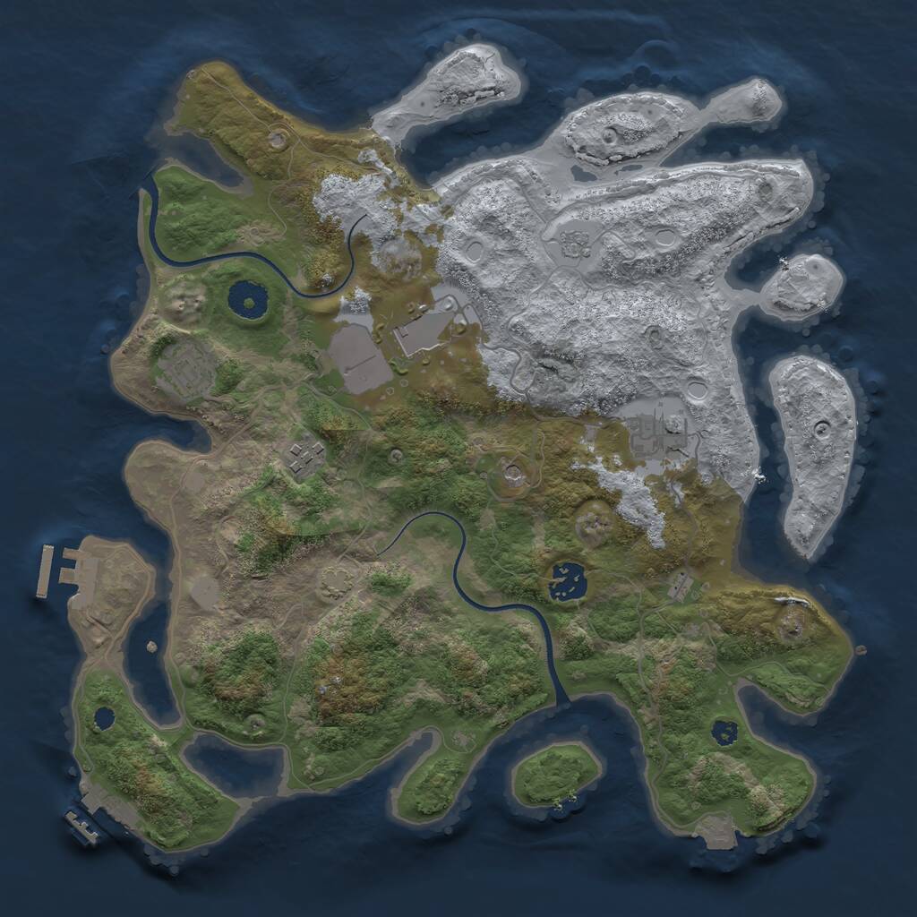 Rust Map: Procedural Map, Size: 3500, Seed: 599481729, 11 Monuments