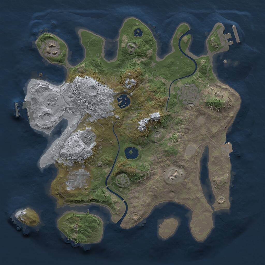 Rust Map: Procedural Map, Size: 3000, Seed: 99475, 11 Monuments