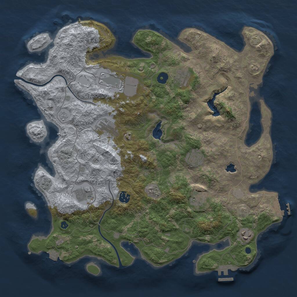Rust Map: Procedural Map, Size: 4000, Seed: 1945483449, 15 Monuments
