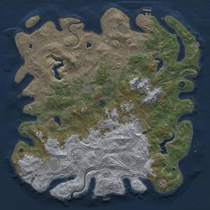 Thumbnail Rust Map: Procedural Map, Size: 5000, Seed: 12398548, 16 Monuments
