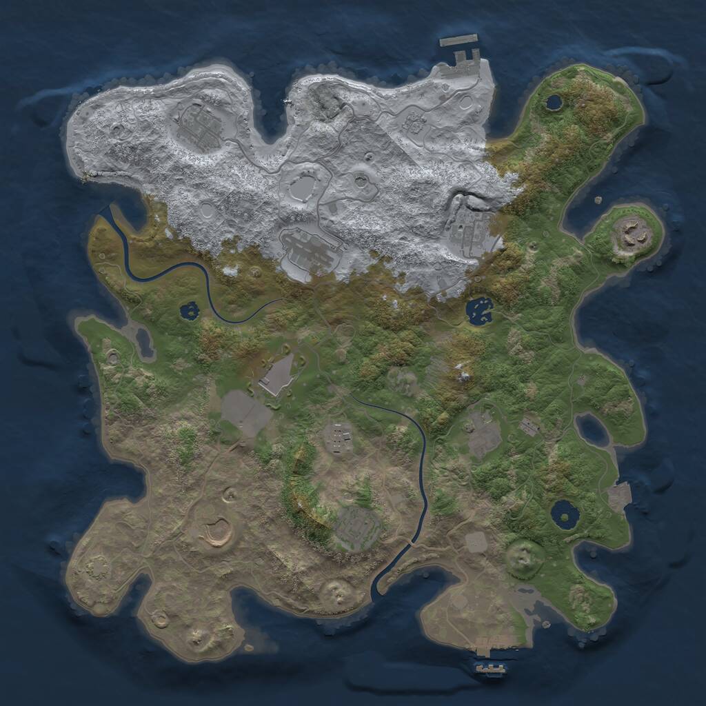 Rust Map: Procedural Map, Size: 3750, Seed: 391398898, 16 Monuments