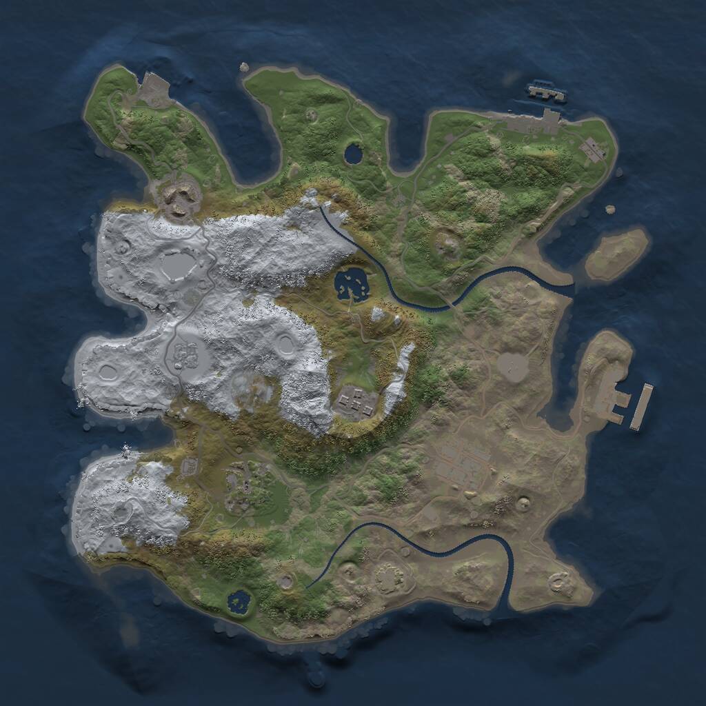 Rust Map: Procedural Map, Size: 3000, Seed: 1514688019, 10 Monuments