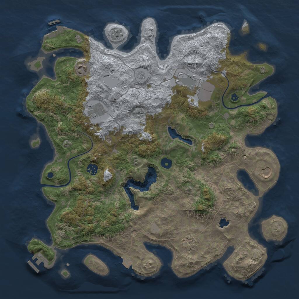 Rust Map: Procedural Map, Size: 4000, Seed: 127445807, 13 Monuments