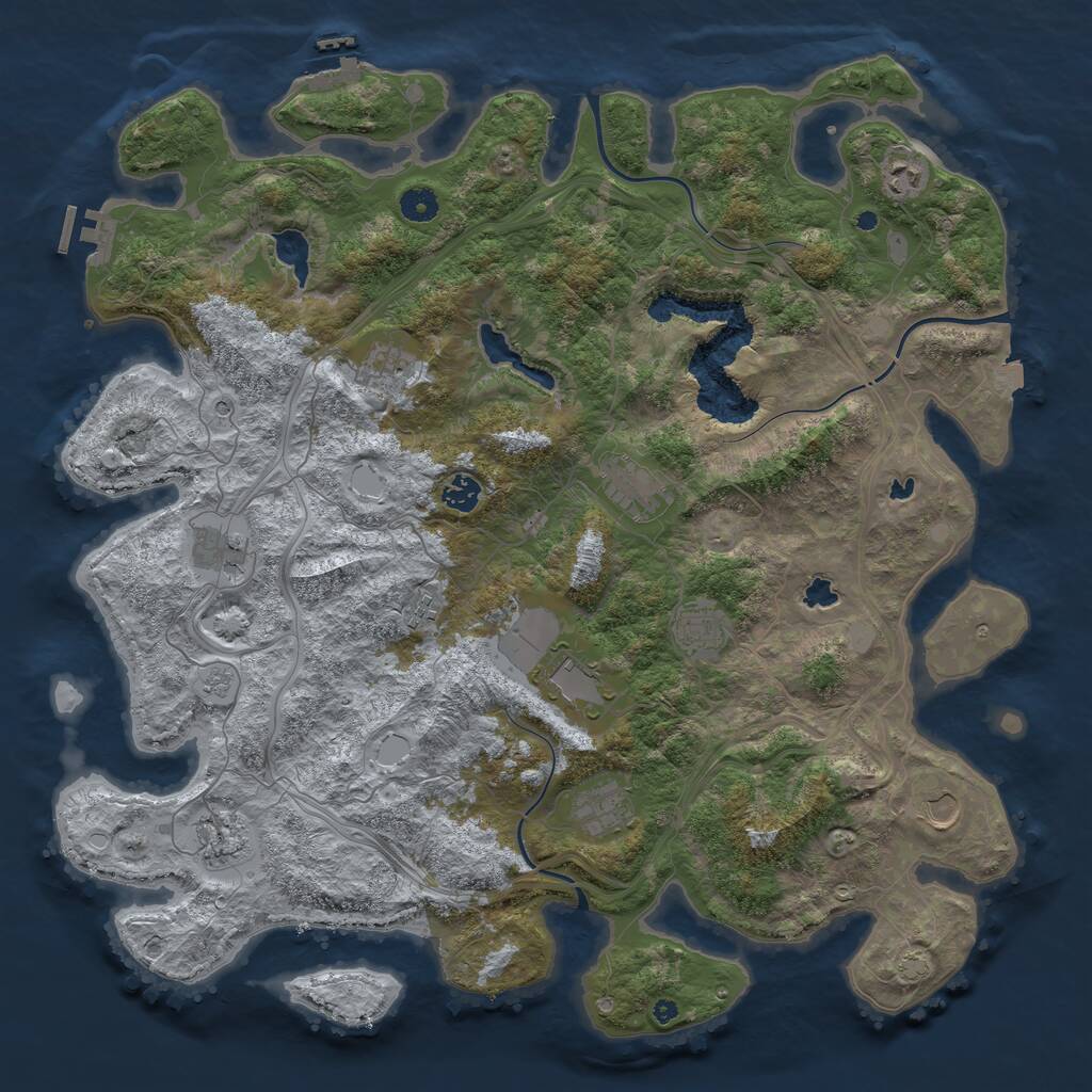 Rust Map: Procedural Map, Size: 4500, Seed: 1344551611, 17 Monuments