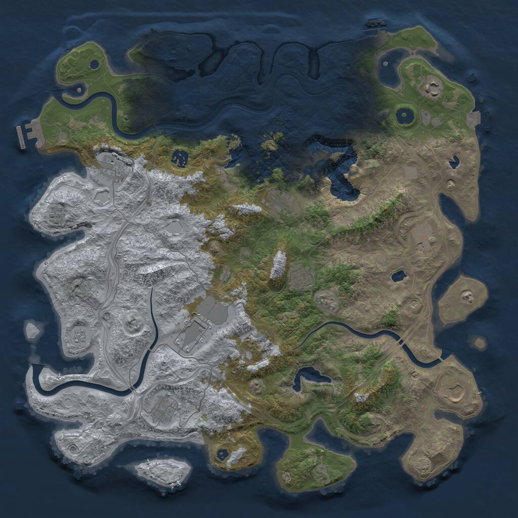 Rust Map: Procedural Map, Size: 4500, Seed: 1344551611, 17 Monuments