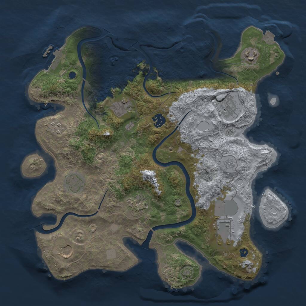 Rust Map: Procedural Map, Size: 3500, Seed: 2121190375, 15 Monuments