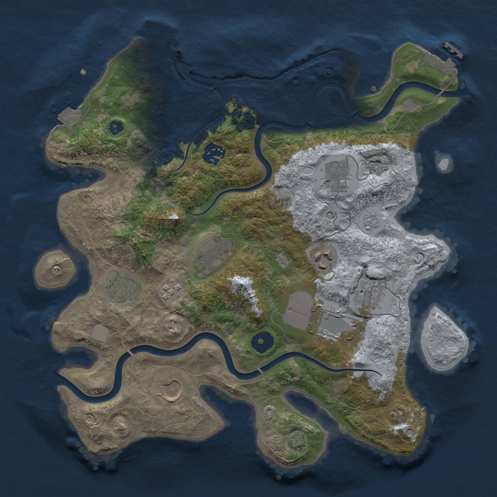 Rust Map: Procedural Map, Size: 3500, Seed: 2121190375, 15 Monuments