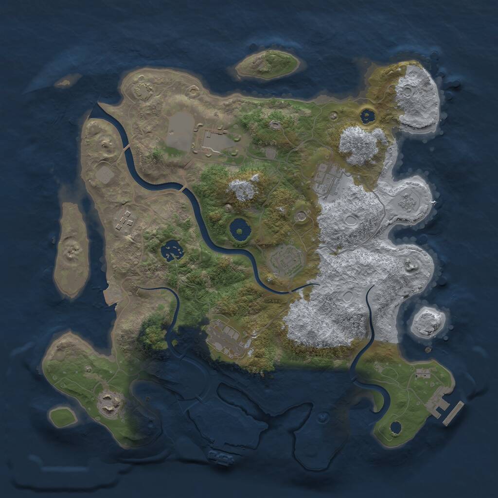Rust Map: Procedural Map, Size: 3500, Seed: 1151005008, 13 Monuments