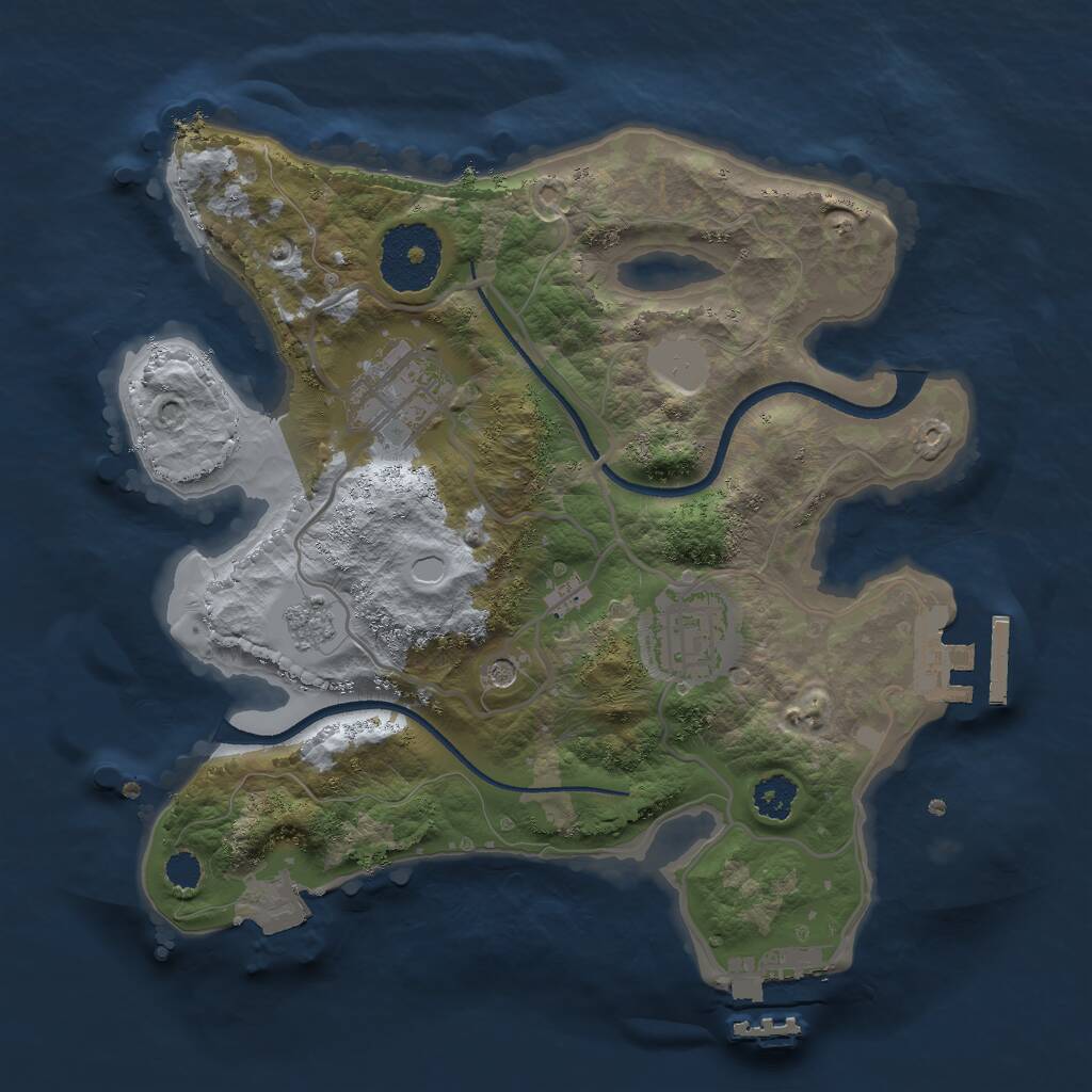 Rust Map: Procedural Map, Size: 2500, Seed: 2109466644, 7 Monuments