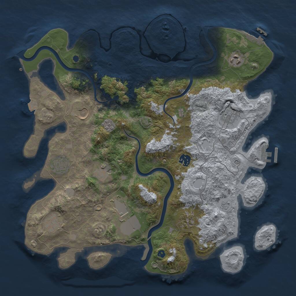Rust Map: Procedural Map, Size: 3850, Seed: 347243312, 16 Monuments