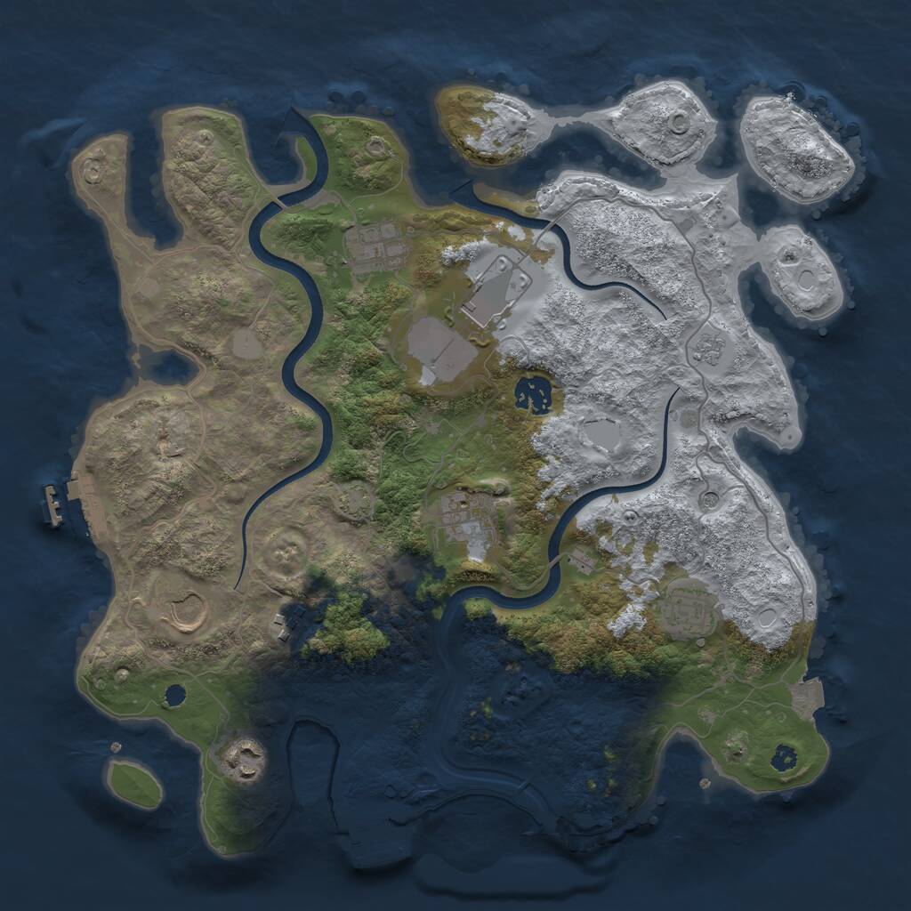 Rust Map: Procedural Map, Size: 3500, Seed: 51515028, 14 Monuments