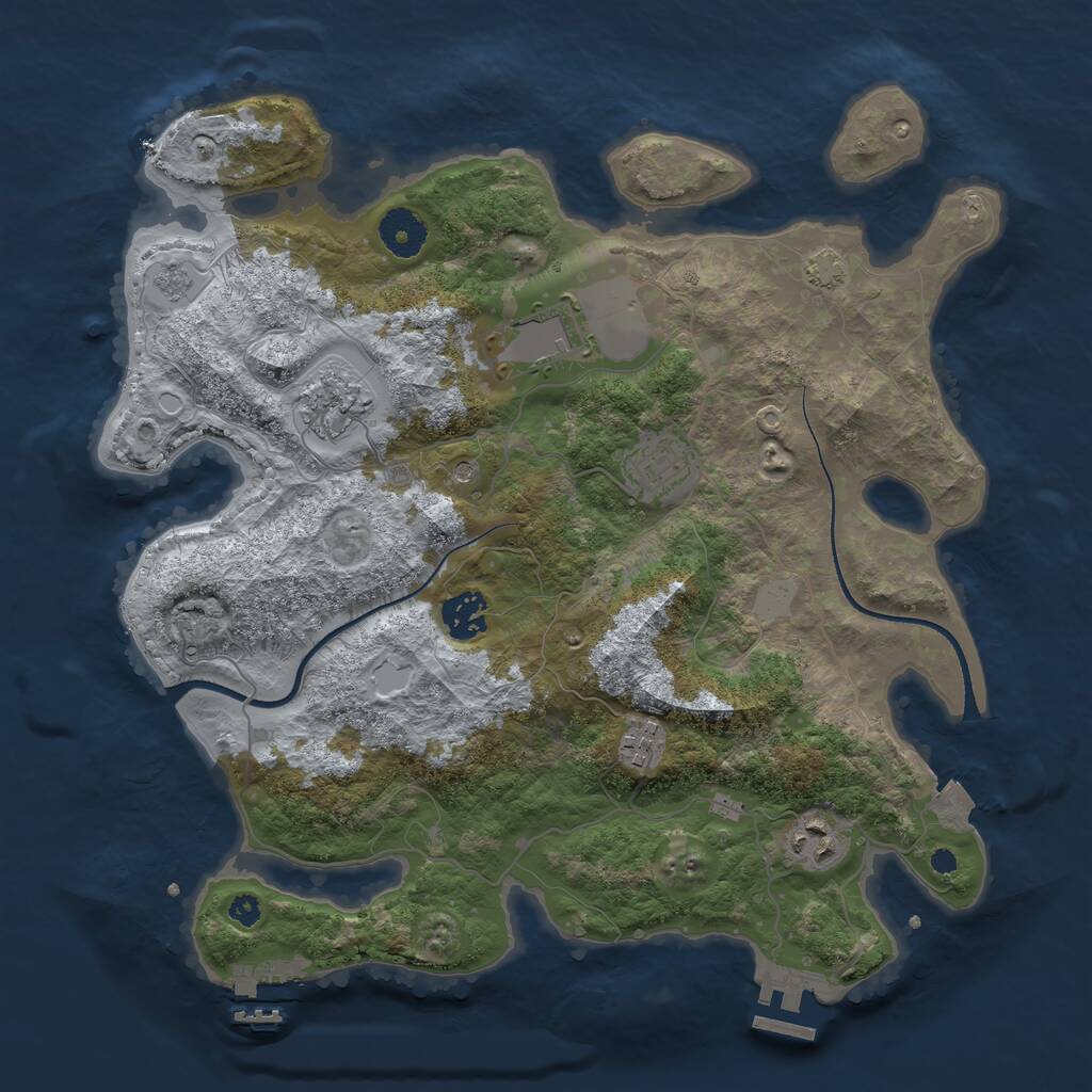 Rust Map: Procedural Map, Size: 3500, Seed: 365313351, 12 Monuments