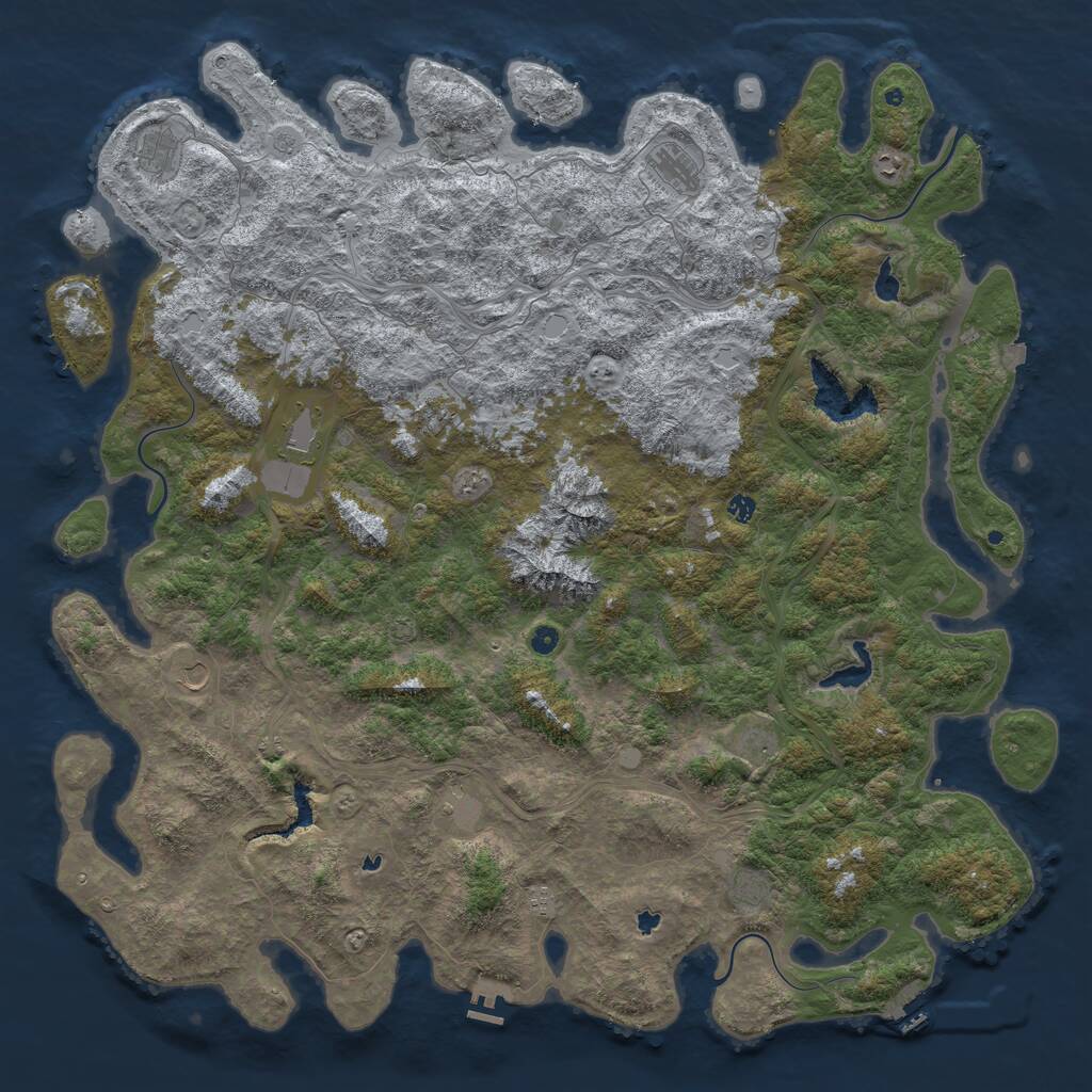 Rust Map: Procedural Map, Size: 6000, Seed: 456335665, 17 Monuments