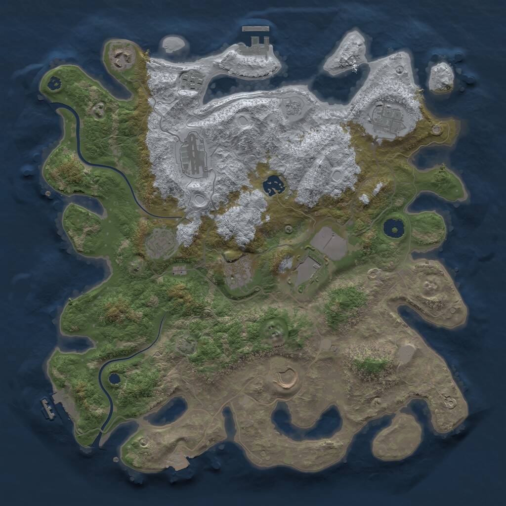 Rust Map: Procedural Map, Size: 3750, Seed: 2040627028, 14 Monuments