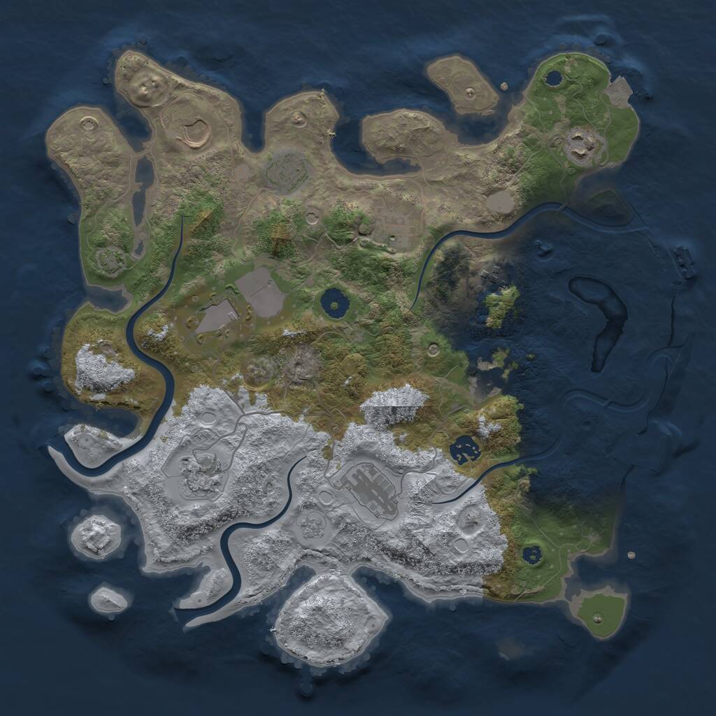 Rust Map: Procedural Map, Size: 3750, Seed: 1224544468, 16 Monuments