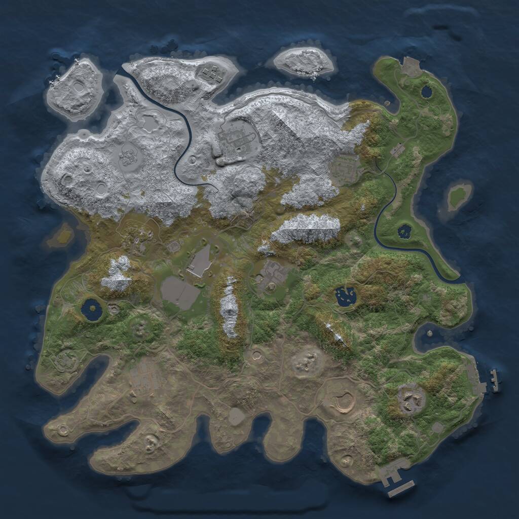 Rust Map: Procedural Map, Size: 3700, Seed: 1846668016, 16 Monuments