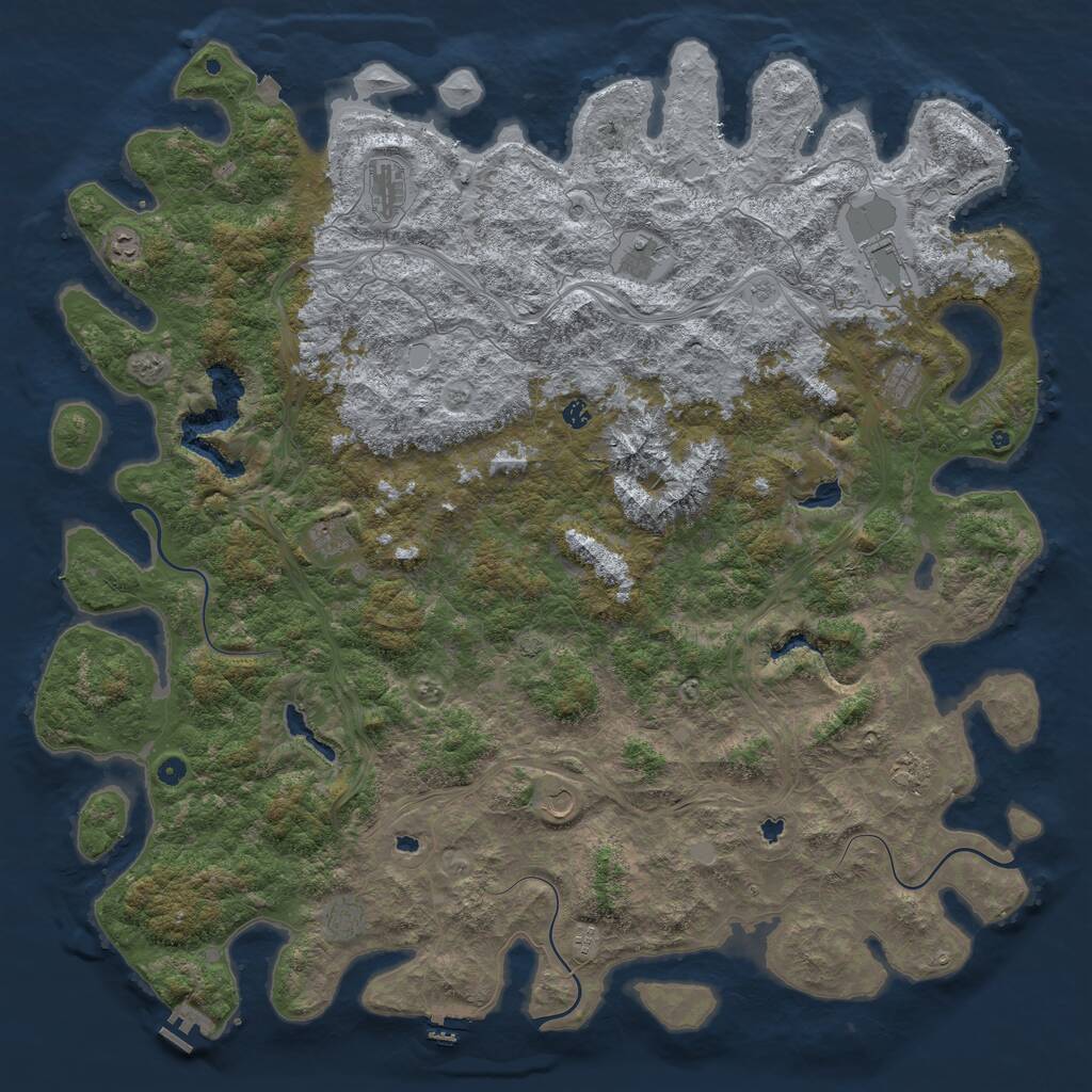 Rust Map: Procedural Map, Size: 5952, Seed: 1, 17 Monuments