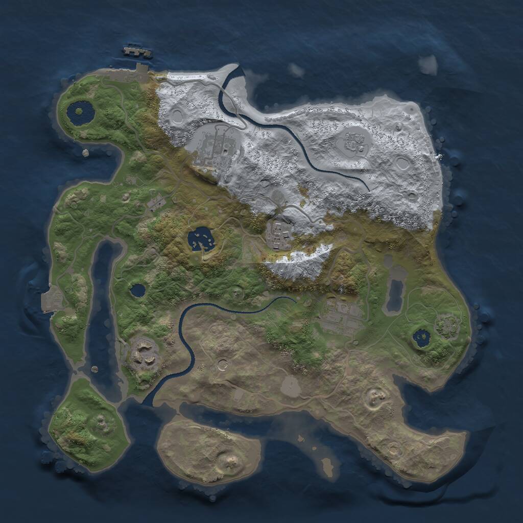 Rust Map: Procedural Map, Size: 3000, Seed: 1725588484, 10 Monuments