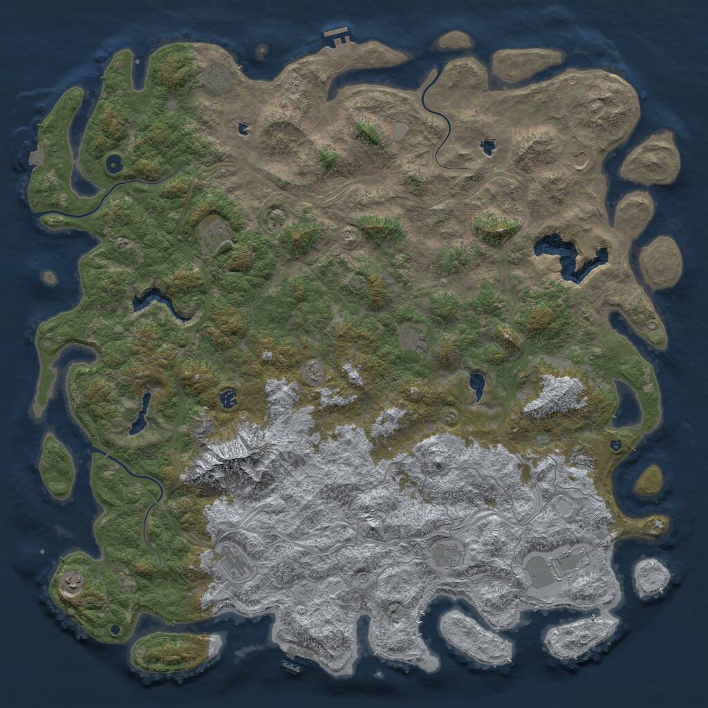 Rust Map: Procedural Map, Size: 6000, Seed: 345957, 17 Monuments