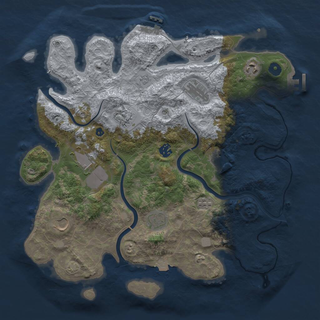 Rust Map: Procedural Map, Size: 3750, Seed: 1417676355, 15 Monuments