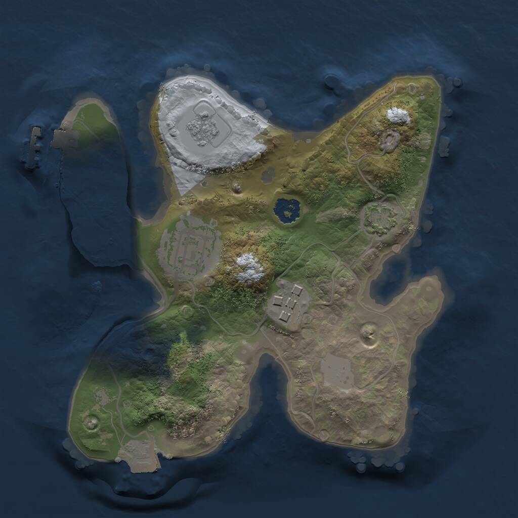Rust Map: Procedural Map, Size: 2000, Seed: 486311390, 6 Monuments