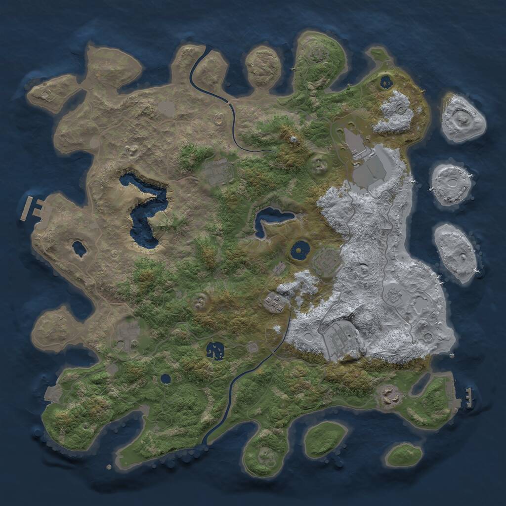 Rust Map: Procedural Map, Size: 4000, Seed: 931215, 14 Monuments