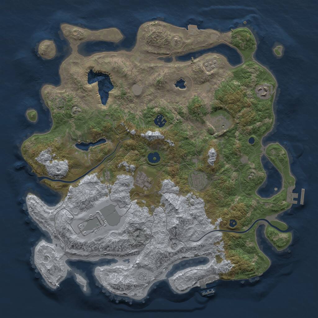 Rust Map: Procedural Map, Size: 4000, Seed: 1483796562, 13 Monuments