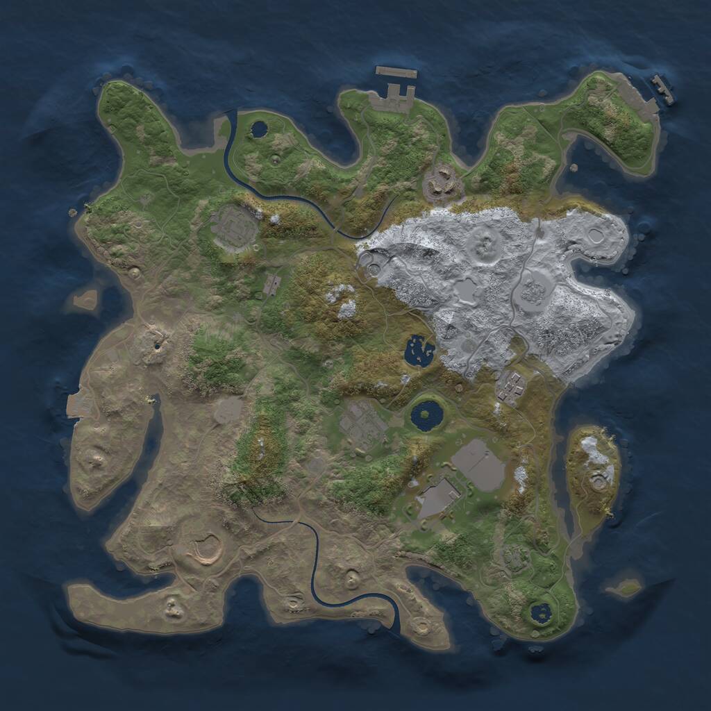 Rust Map: Procedural Map, Size: 3500, Seed: 1464511996, 13 Monuments