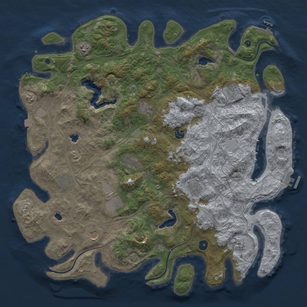 Rust Map: Procedural Map, Size: 4750, Seed: 958056685, 17 Monuments