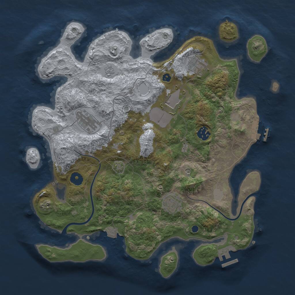 Rust Map: Procedural Map, Size: 3500, Seed: 243570438, 11 Monuments