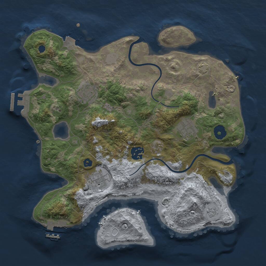 Rust Map: Procedural Map, Size: 3000, Seed: 27653, 9 Monuments