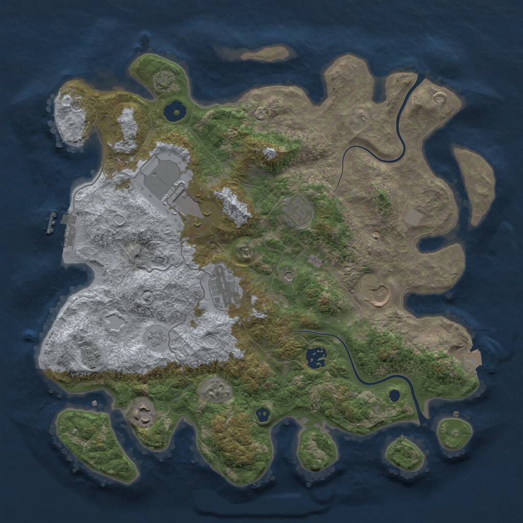 Rust Map: Procedural Map, Size: 3700, Seed: 717650989, 12 Monuments