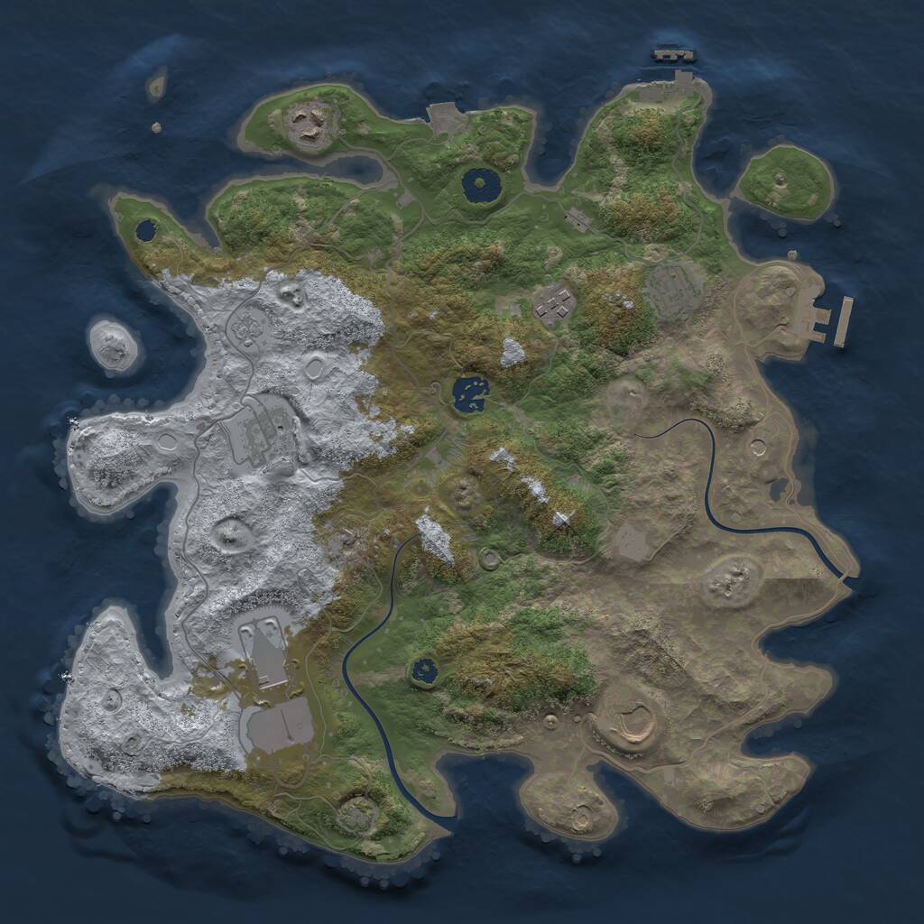 Rust Map: Procedural Map, Size: 3700, Seed: 60337183, 13 Monuments