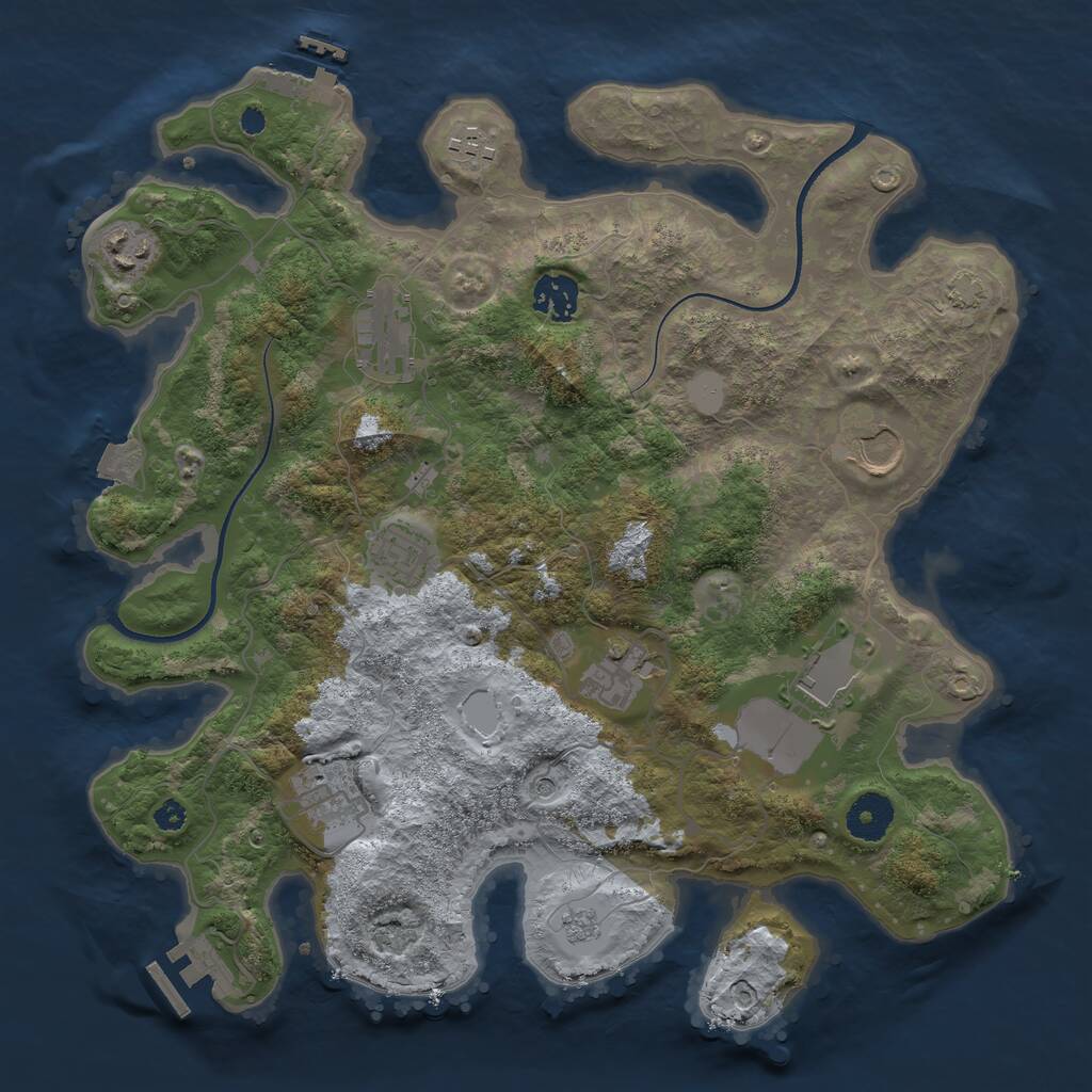 Rust Map: Procedural Map, Size: 3500, Seed: 1576317801, 15 Monuments