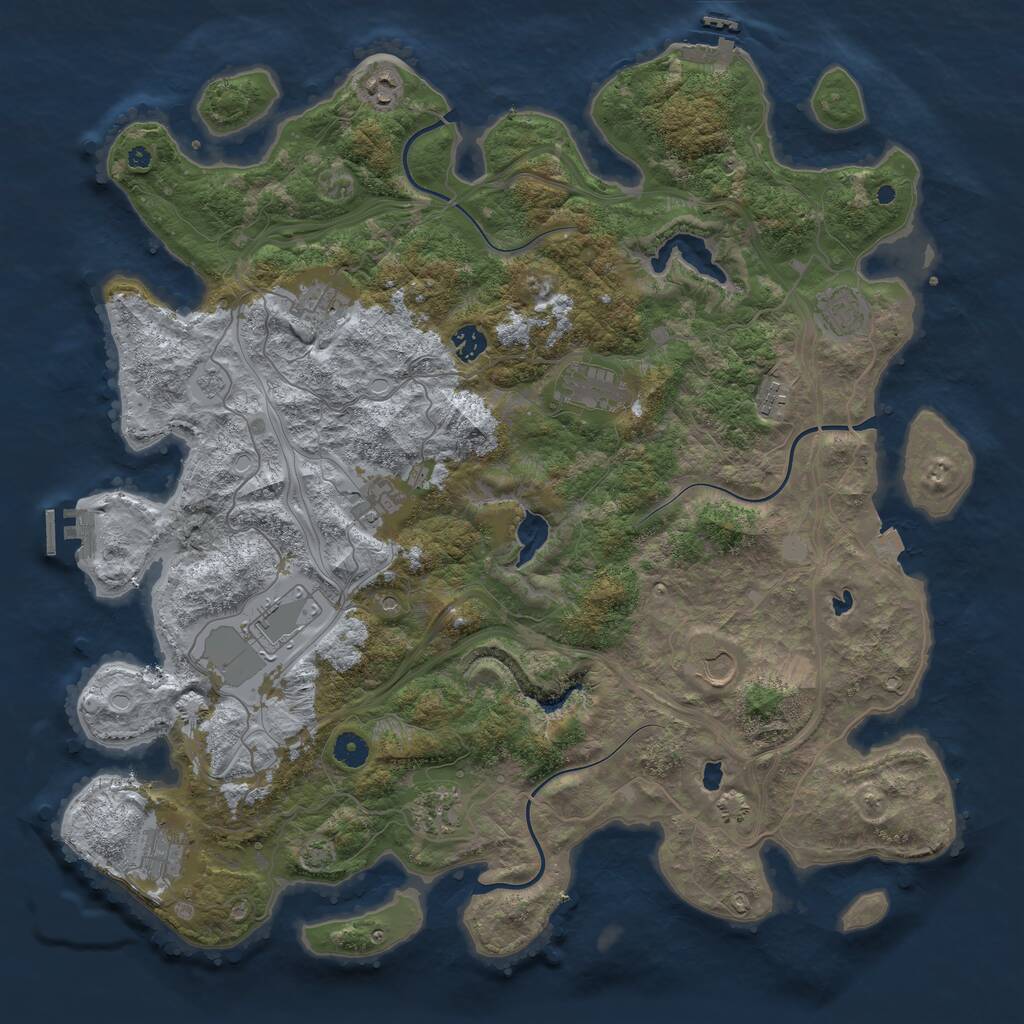 Rust Map: Procedural Map, Size: 4500, Seed: 57201, 17 Monuments