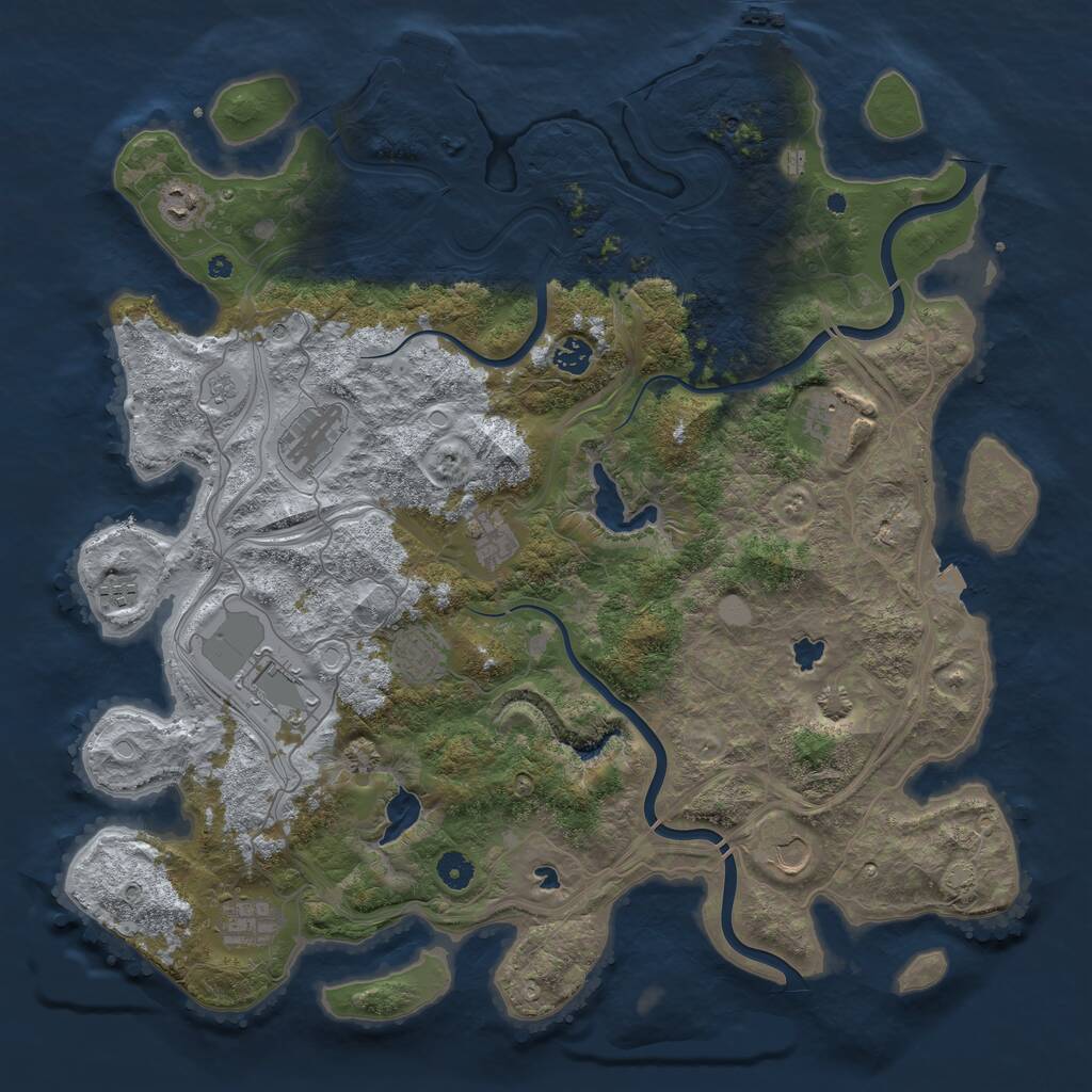 Rust Map: Procedural Map, Size: 4500, Seed: 57201, 16 Monuments