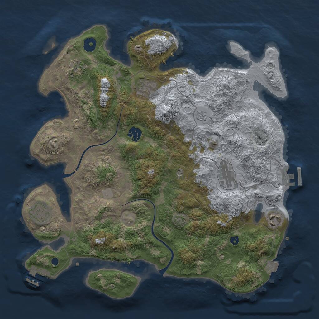 Rust Map: Procedural Map, Size: 3500, Seed: 1247896, 12 Monuments