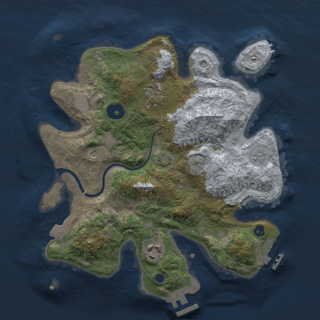 Rust Map: Procedural Map, Size: 2800, Seed: 1132154648, 8 Monuments