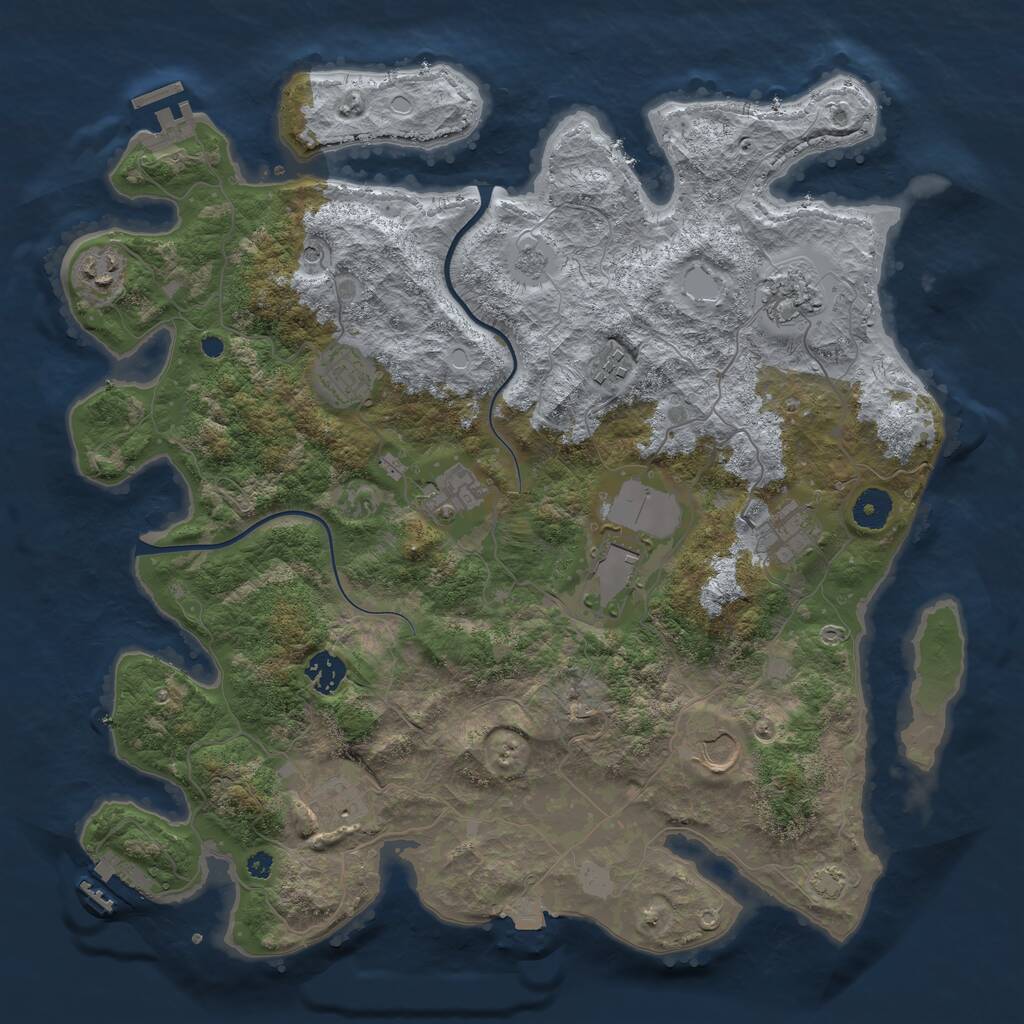 Rust Map: Procedural Map, Size: 3900, Seed: 955260764, 16 Monuments