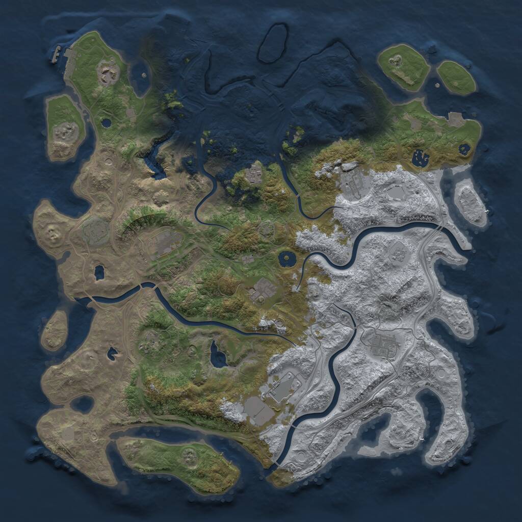Rust Map: Procedural Map, Size: 4500, Seed: 675478456, 16 Monuments